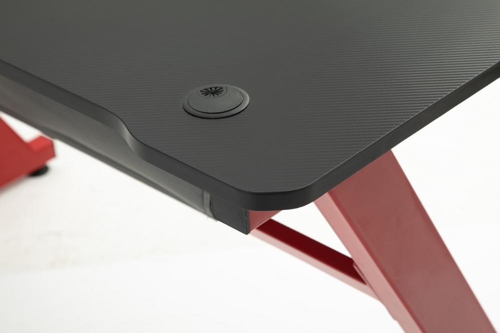 Mesa Gamer Pelegrin PEL-003P Preta e Vermelha Metal e MDF