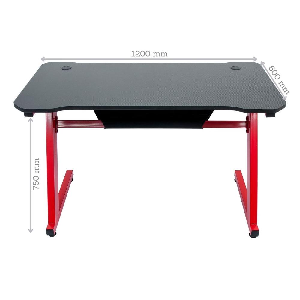 Mesa Gamer Pelegrin PEL-003P Preta e Vermelha Metal e MDF