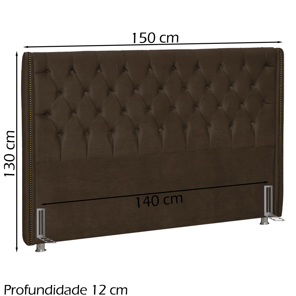 Cabeceira Casal 140 cm Firezz Veludo SL 942 Peer