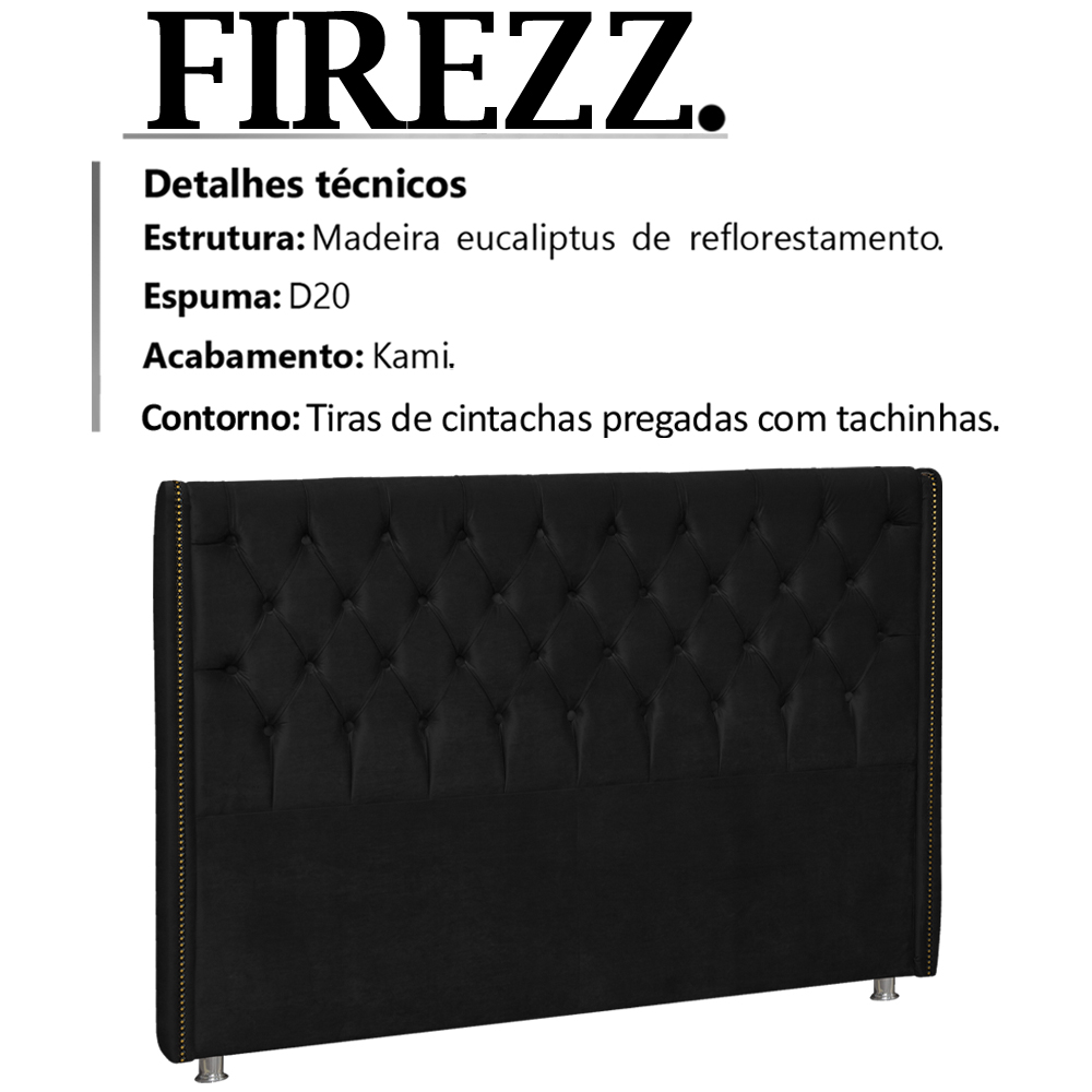 Cabeceira Casal 140 cm Firezz Veludo SL 944 Peer