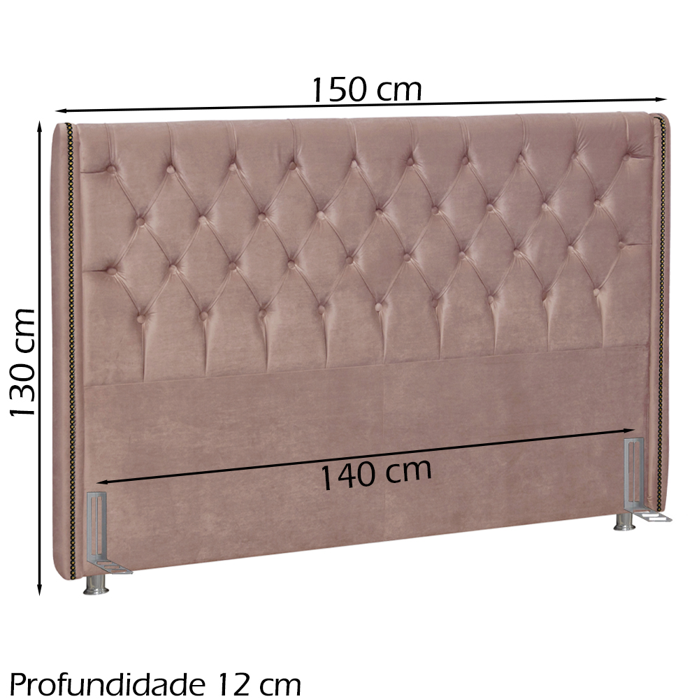 Cabeceira Casal 140 cm Firezz Veludo SL 949 Peer