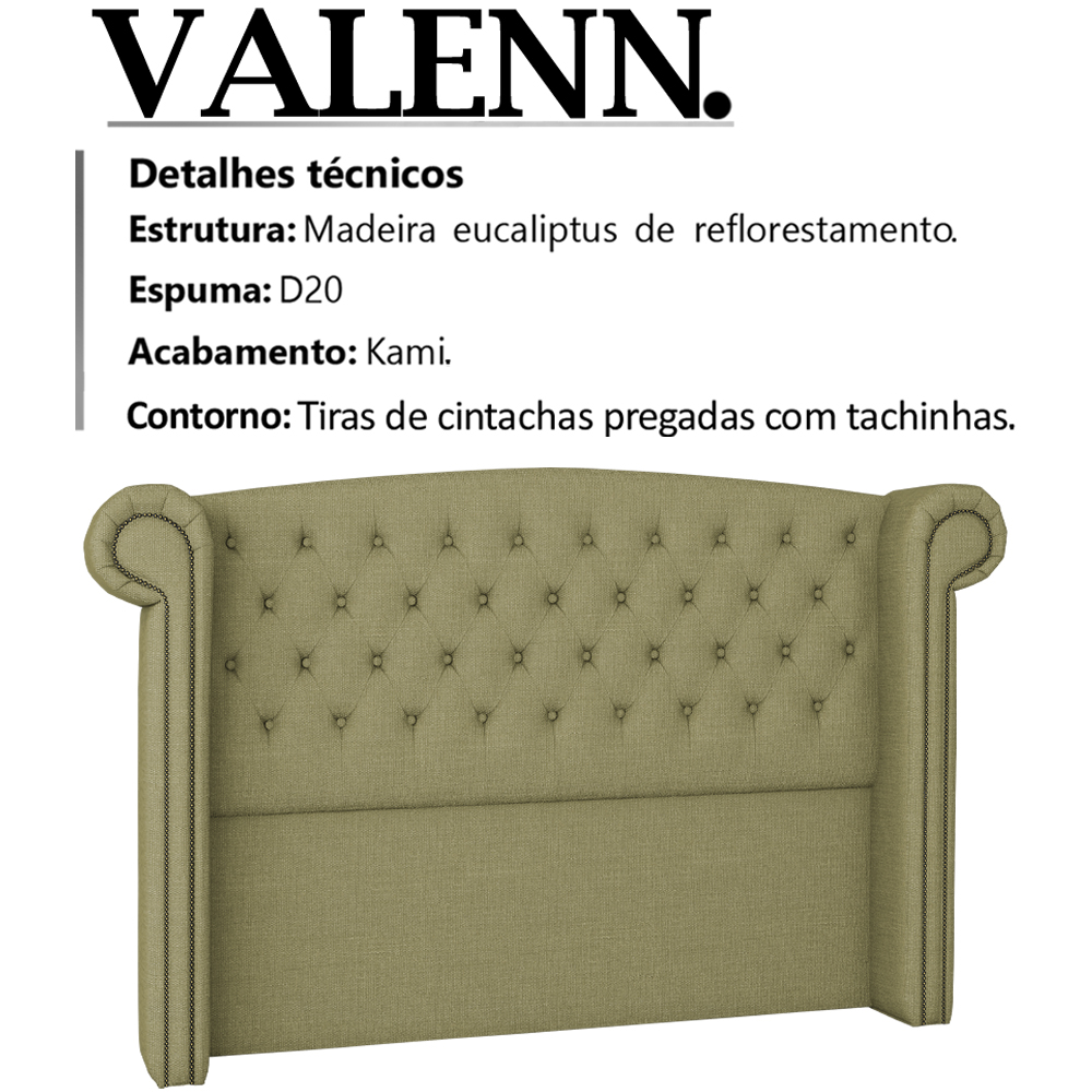 Cabeceira Casal 140 cm Valenn Linho SL 75 Peer