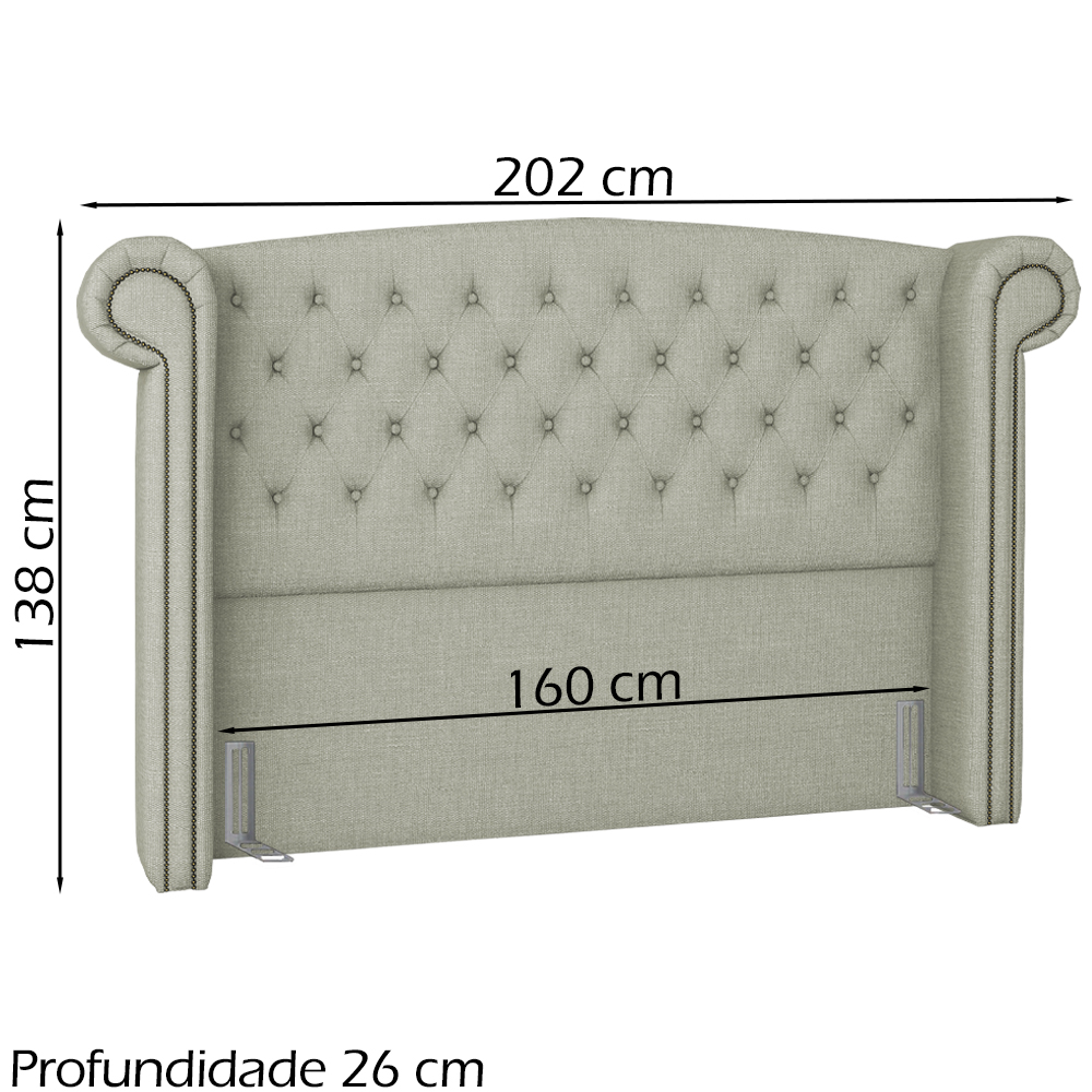 Cabeceira Queen 160 cm Valenn Linho SL 76 Peer
