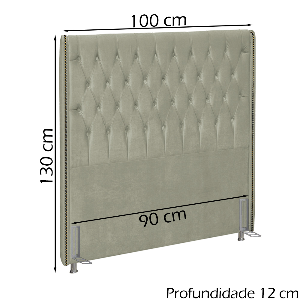 Cabeceira Solteiro 90 cm Firezz Veludo SL 940 Peer