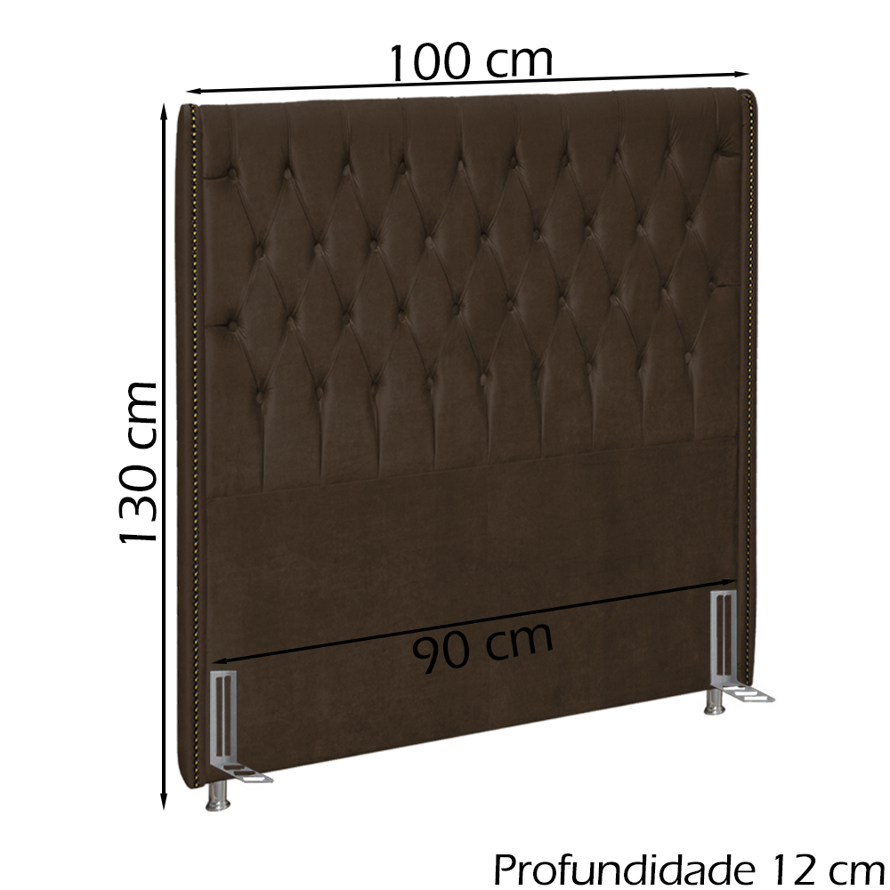 Cabeceira Solteiro 90 cm Firezz Veludo SL 942 Peer