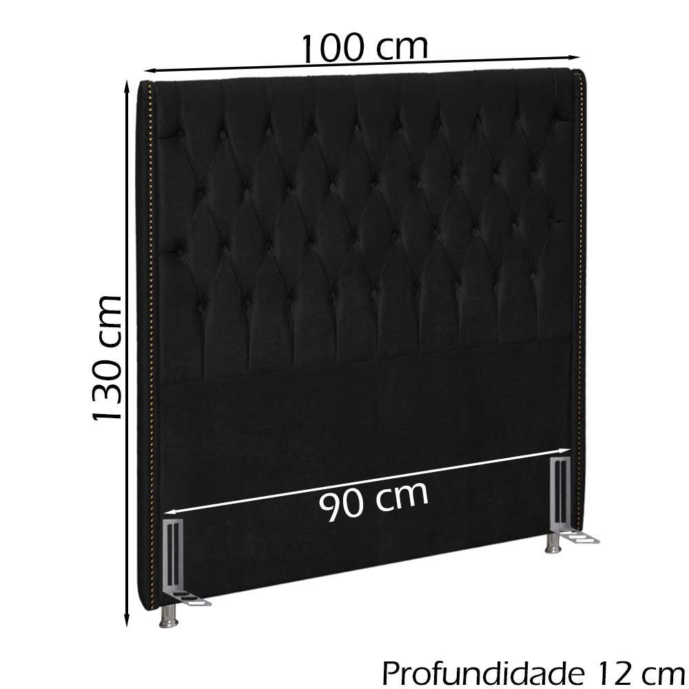 Cabeceira Solteiro 90 cm Firezz Veludo SL 944 Peer