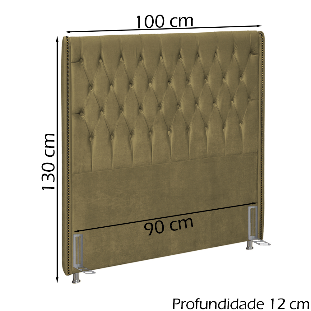 Cabeceira Solteiro 90 cm Firezz Veludo SL 945 Peer