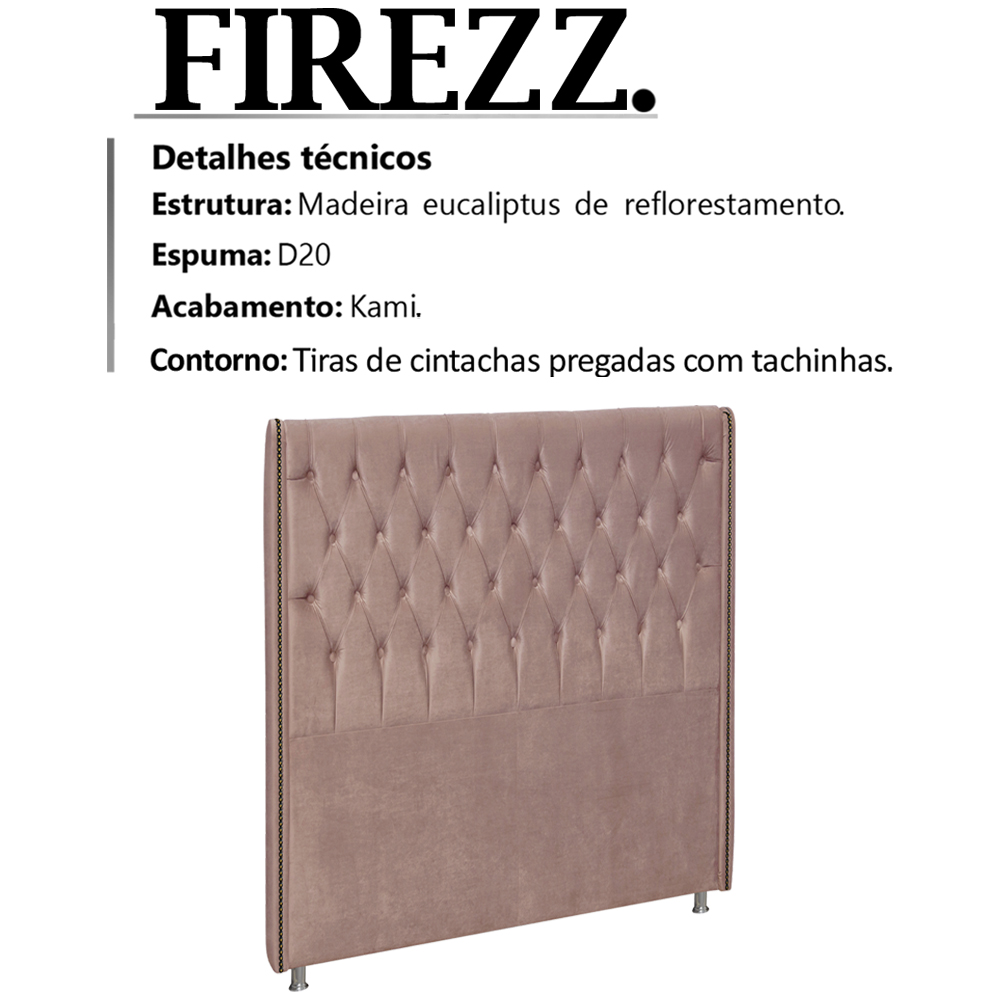 Cabeceira Solteiro 90 cm Firezz Veludo SL 949 Peer