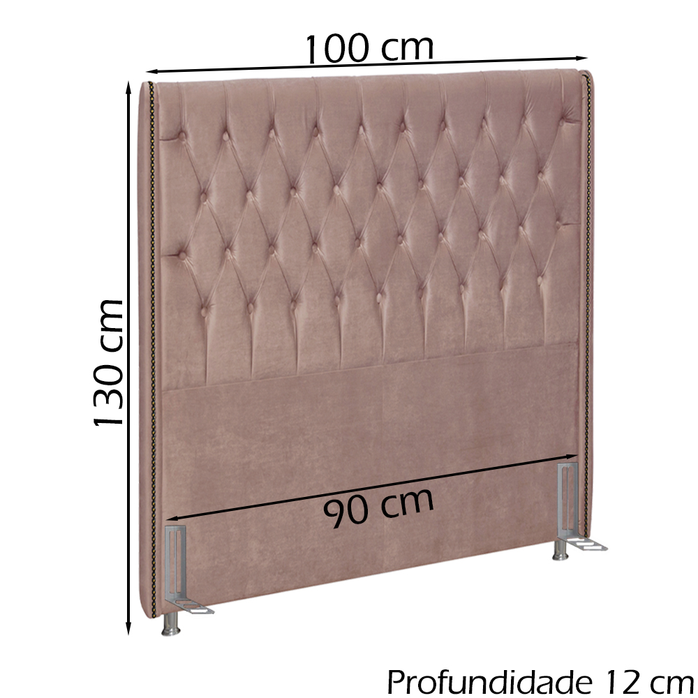 Cabeceira Solteiro 90 cm Firezz Veludo SL 949 Peer