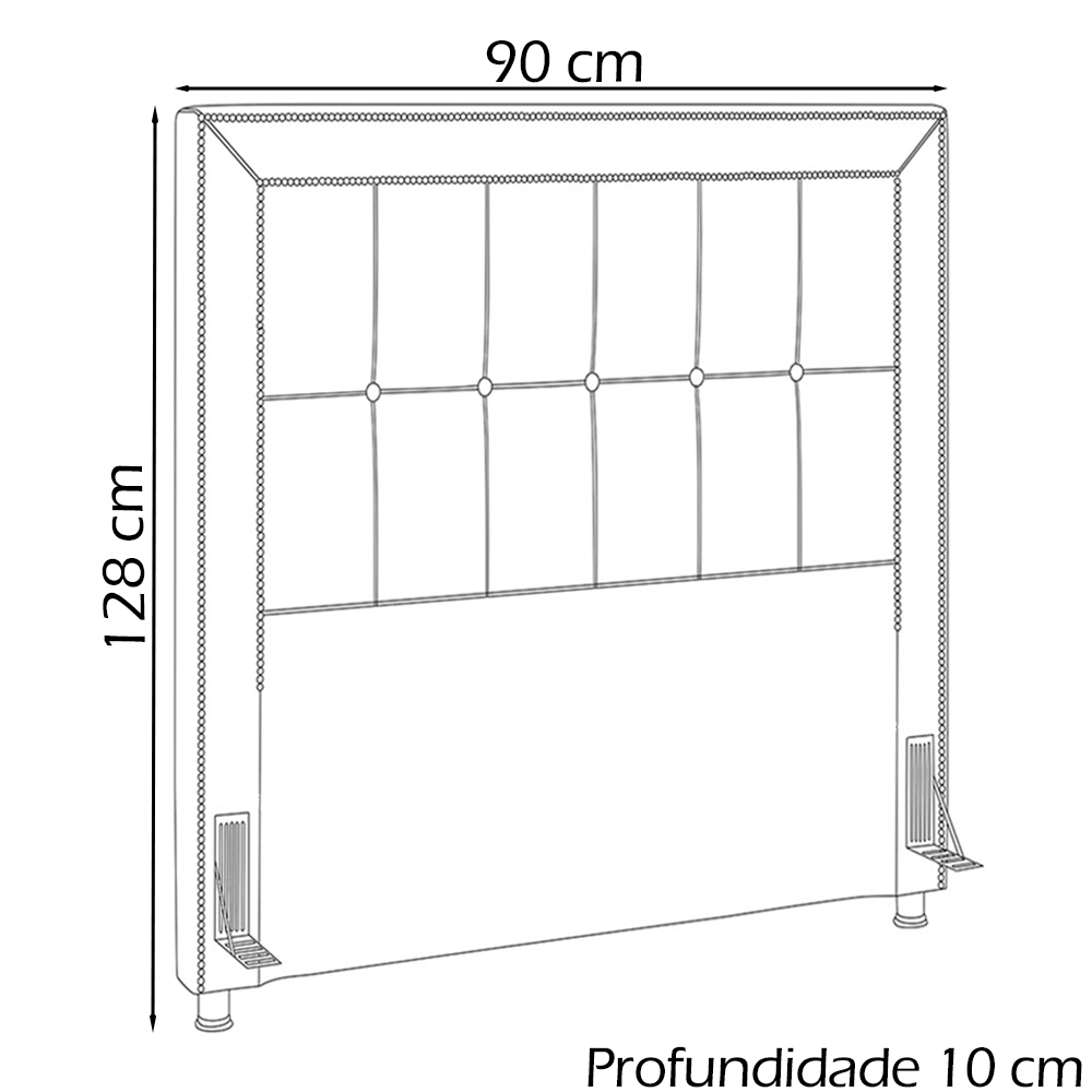 Cabeceira Solteiro 90 cm Napoll Veludo SL 944 Peer