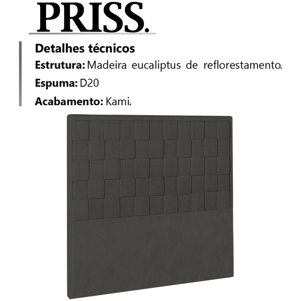 Cabeceira Solteiro 90 cm Priss Linho SL 74 Peer