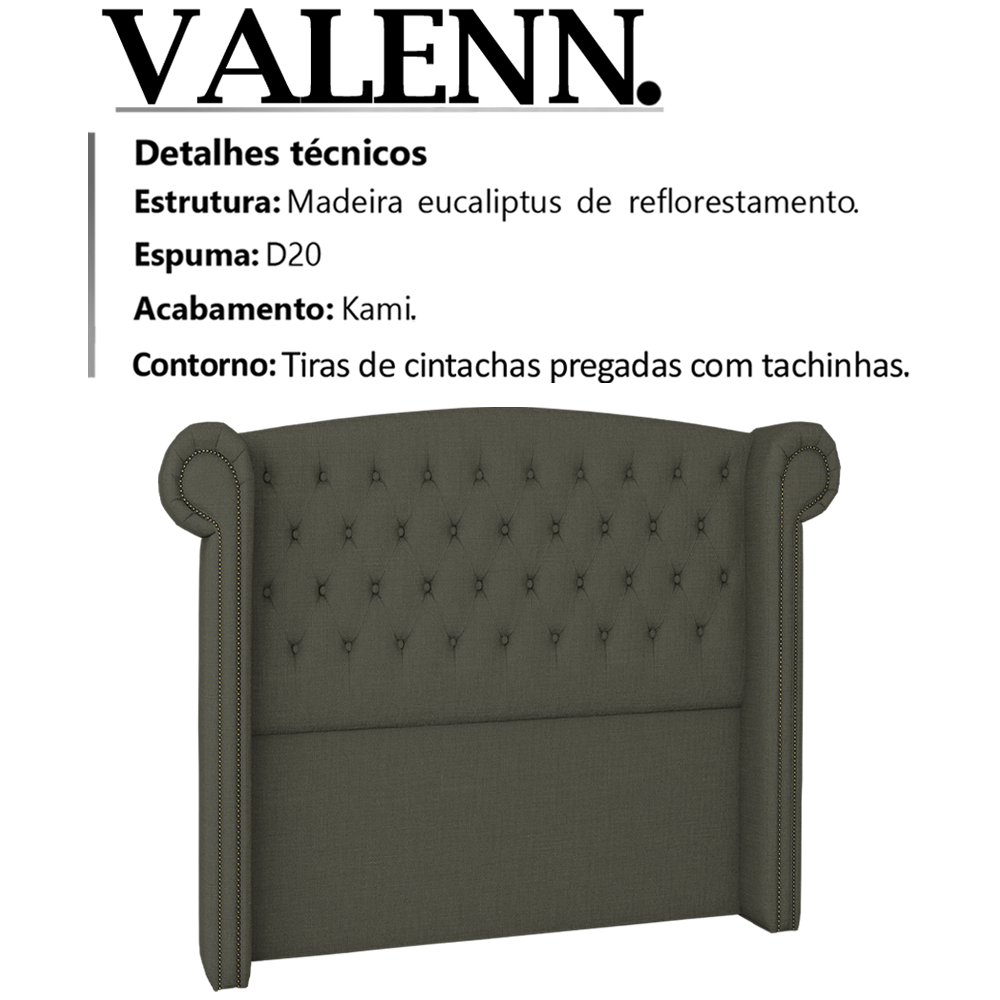 Cabeceira Solteiro 90 cm Valenn Linho SL 74 Peer