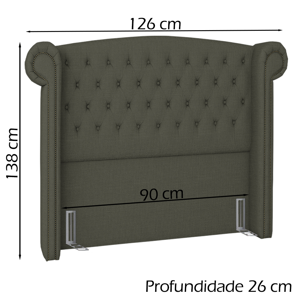 Cabeceira Solteiro 90 cm Valenn Linho SL 74 Peer