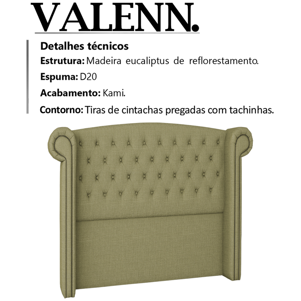 Cabeceira Solteiro 90 cm Valenn Linho SL 75 Peer