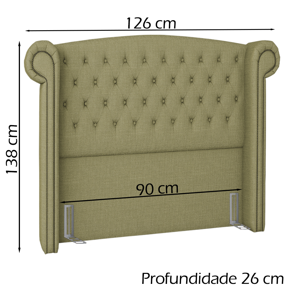 Cabeceira Solteiro 90 cm Valenn Linho SL 75 Peer