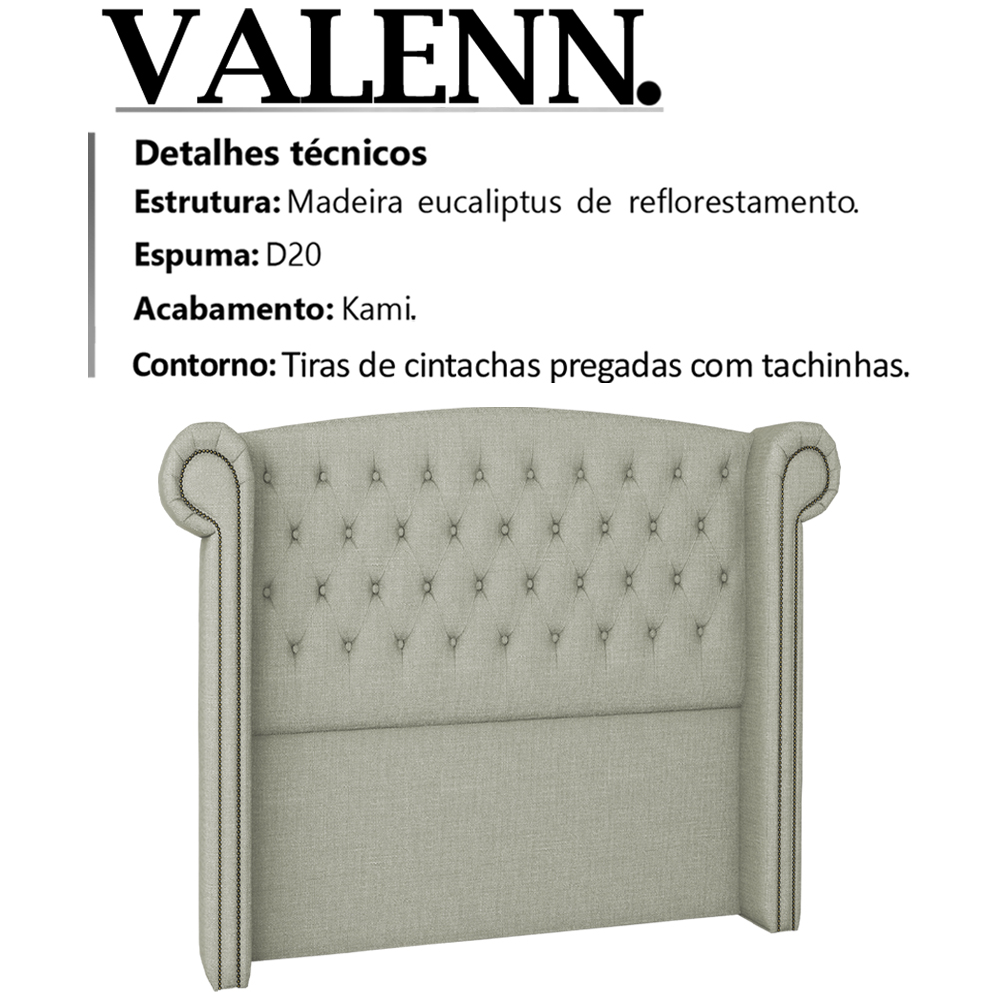 Cabeceira Solteiro 90 cm Valenn Linho SL 76 Peer