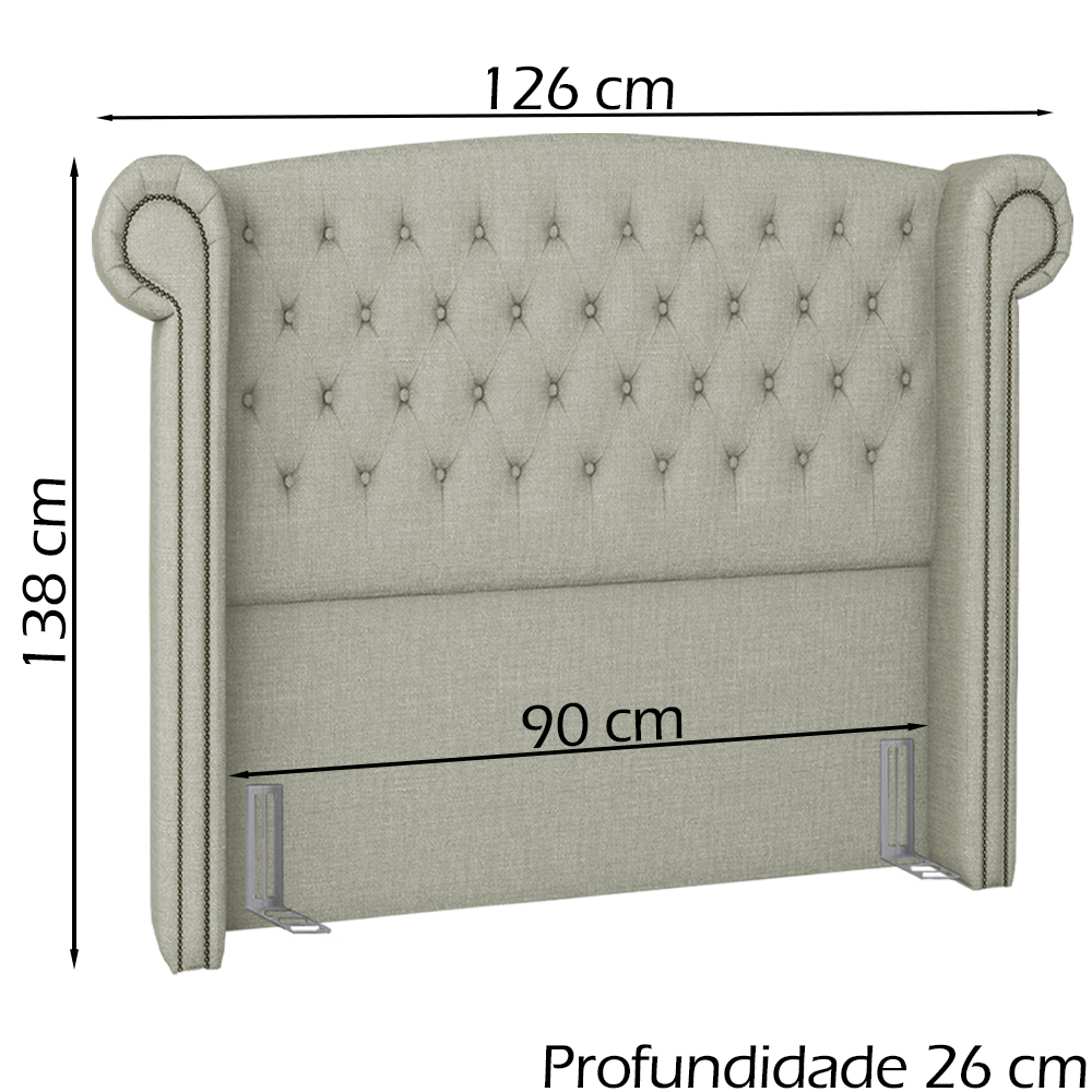 Cabeceira Solteiro 90 cm Valenn Linho SL 76 Peer