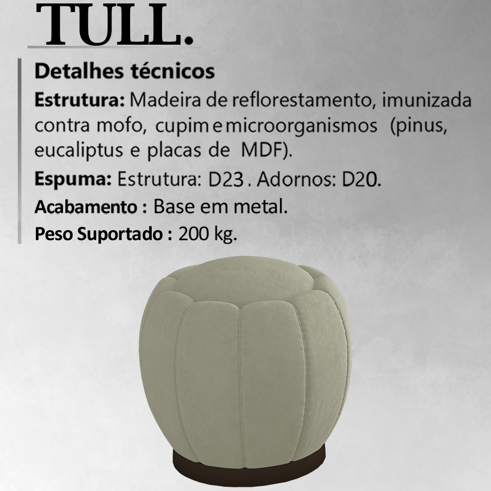 Kit 2 Puff Puf Para Sala Base Metal Chocolate Tull SL 940 Veludo Peer