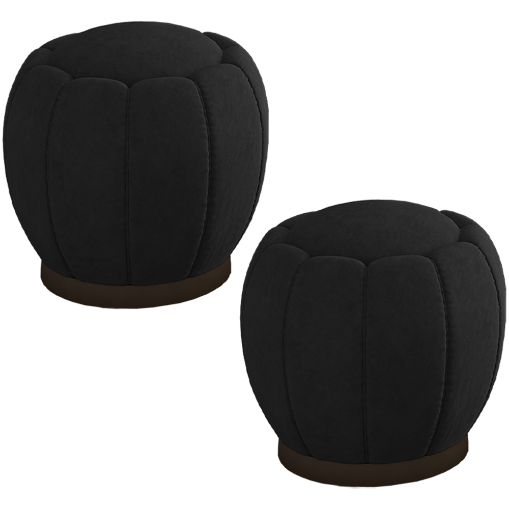 Kit 2 Puff Puf Para Sala Base Metal Chocolate Tull SL 944 Veludo Peer