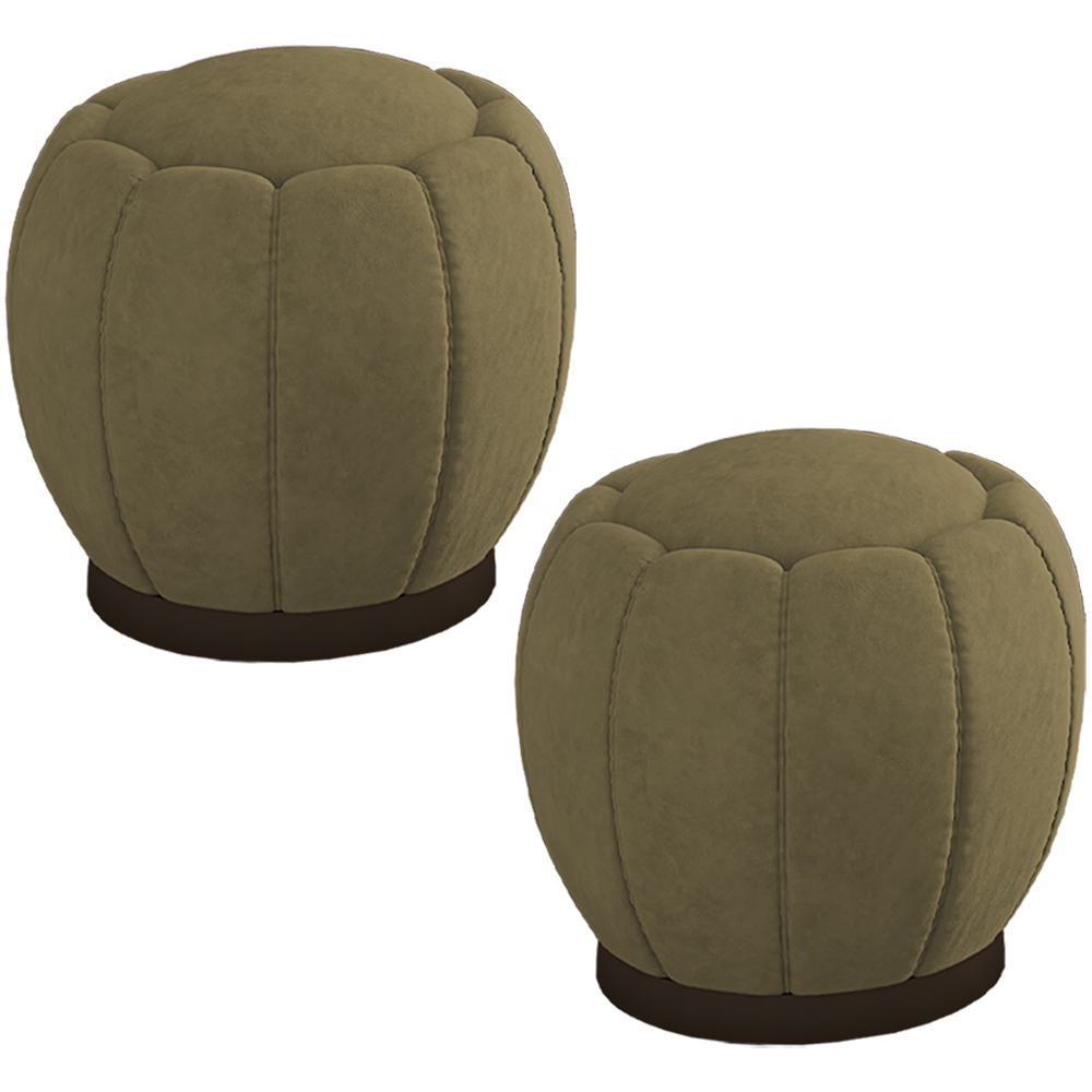 Kit 2 Puff Puf Para Sala Base Metal Chocolate Tull SL 945 Veludo Peer