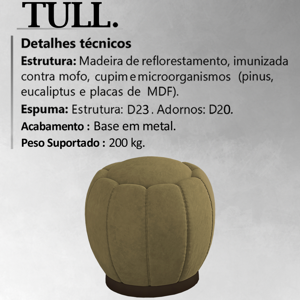 Kit 2 Puff Puf Para Sala Base Metal Chocolate Tull SL 945 Veludo Peer