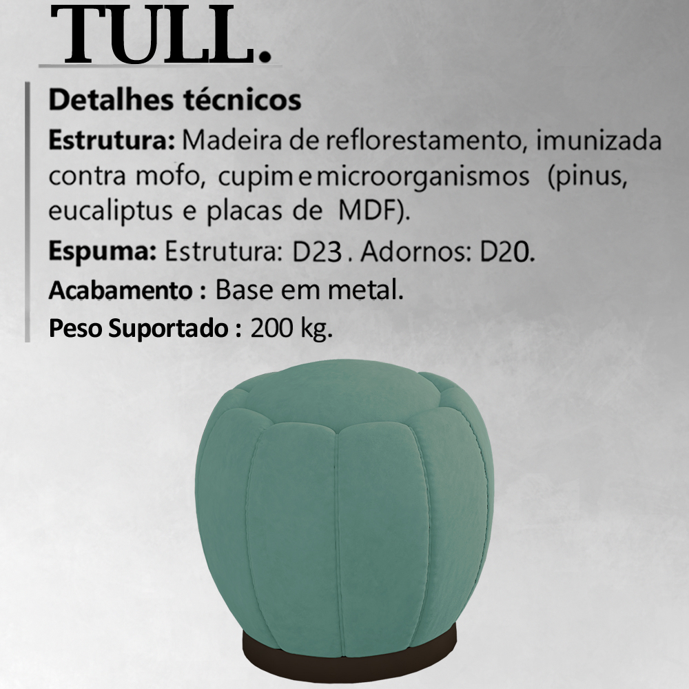 Kit 2 Puff Puf Para Sala Base Metal Chocolate Tull SL 946 Veludo Peer