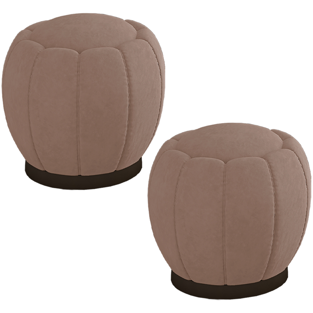 Kit 2 Puff Puf Para Sala Base Metal Chocolate Tull SL 949 Veludo Peer