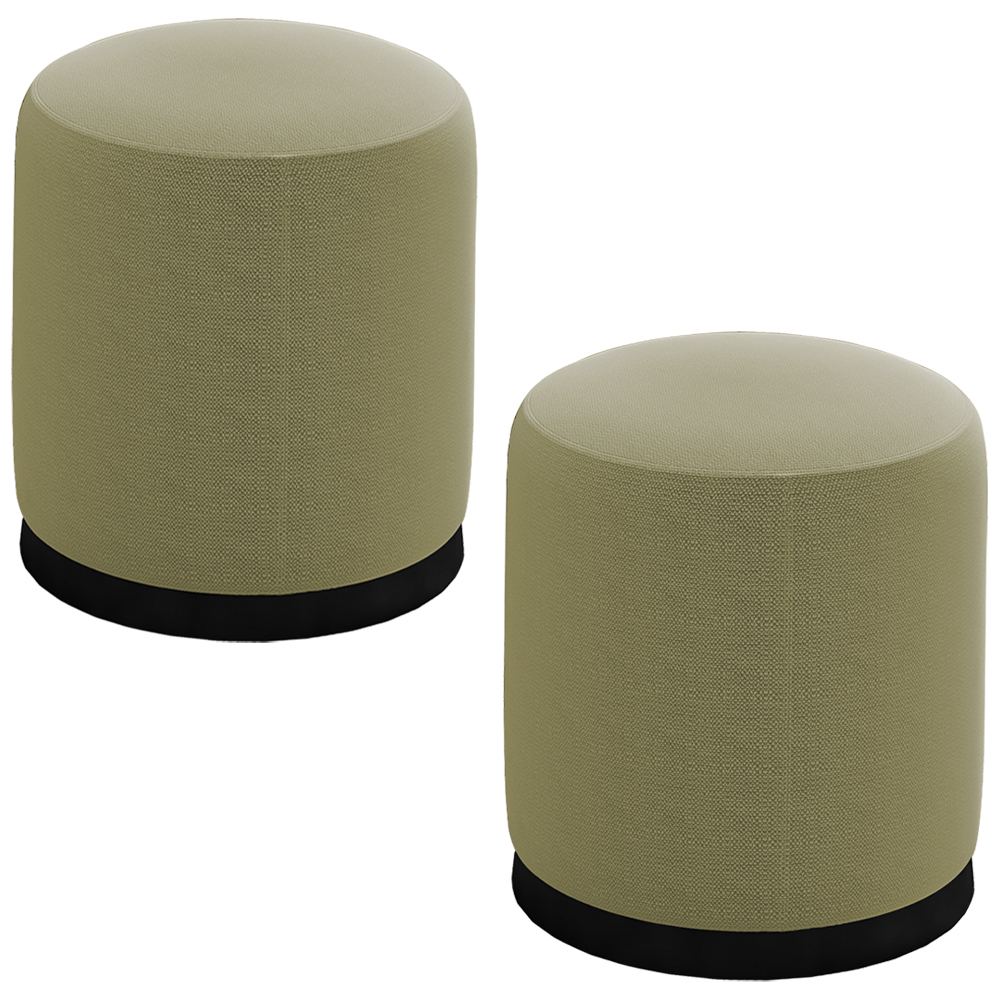 Kit 2 Puff Puf Para Sala Base Metal Preto Saien Linho SL 75 Peer