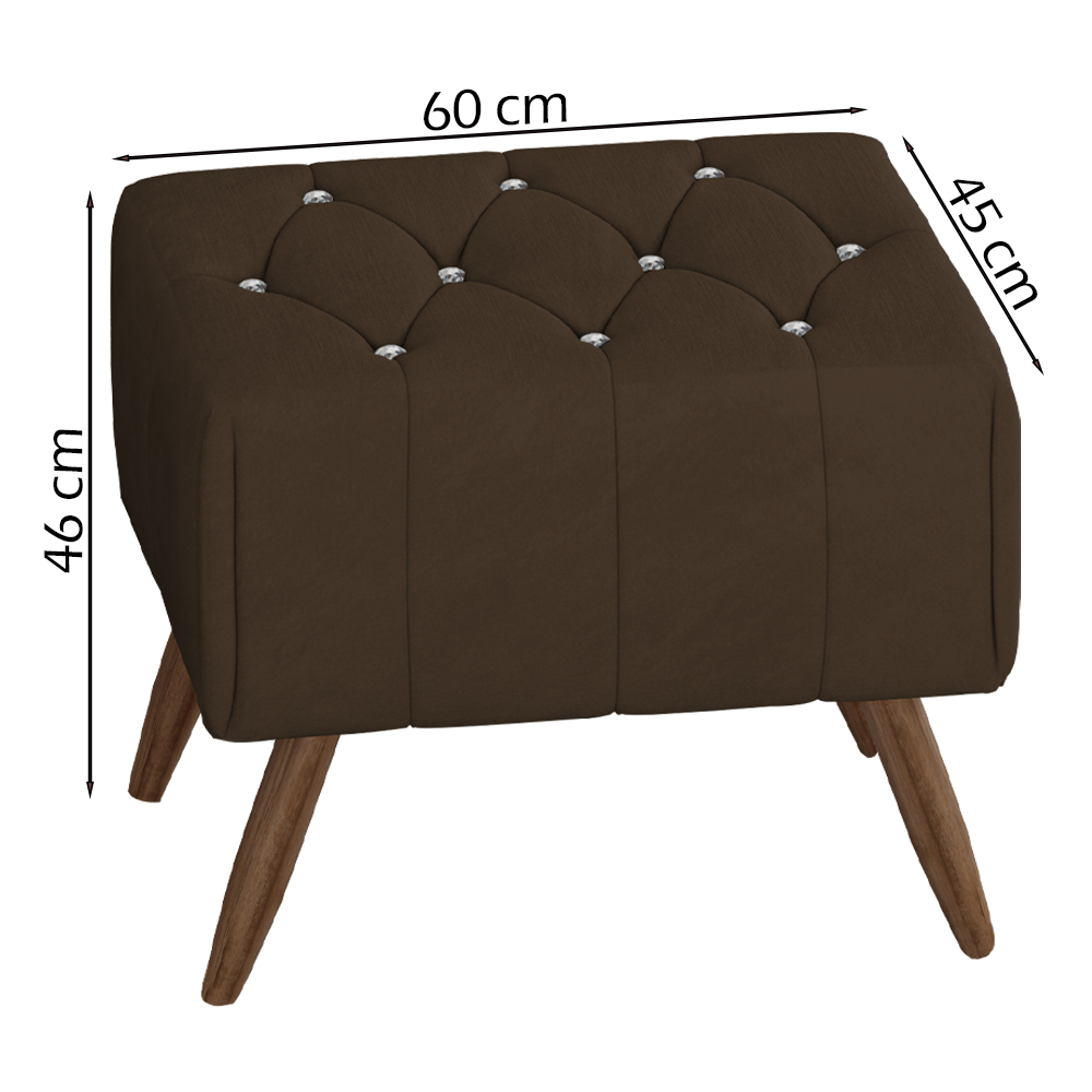 Kit 2 Puff Puf Para Sala Pes Madeira Trit Veludo SL 942 Peer