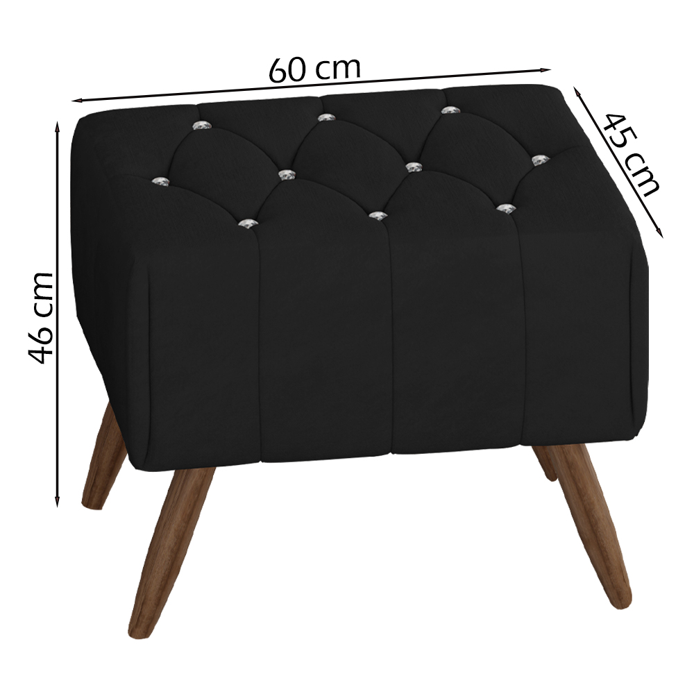 Kit 2 Puff Puf Para Sala Pes Madeira Trit Veludo SL 944 Peer