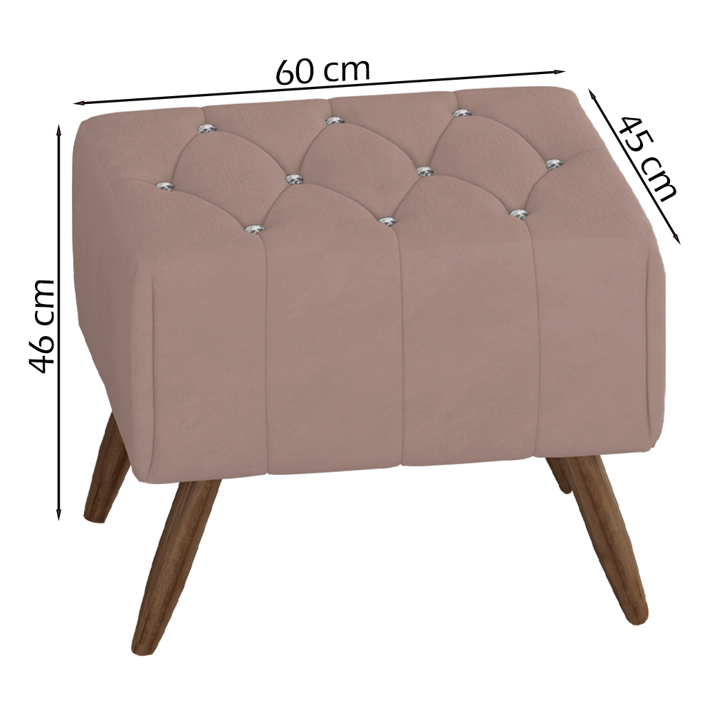 Kit 2 Puff Puf Para Sala Pes Madeira Trit Veludo SL 949 Peer