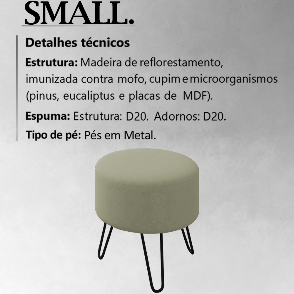 Kit 2 Puff Puf Para Sala Pes Metal Small Veludo SL 940 Peer