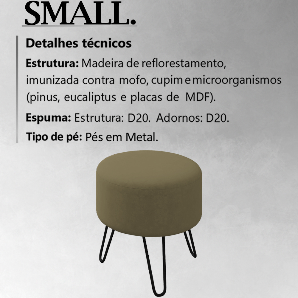 Kit 2 Puff Puf Para Sala Pes Metal Small Veludo SL 945 Peer