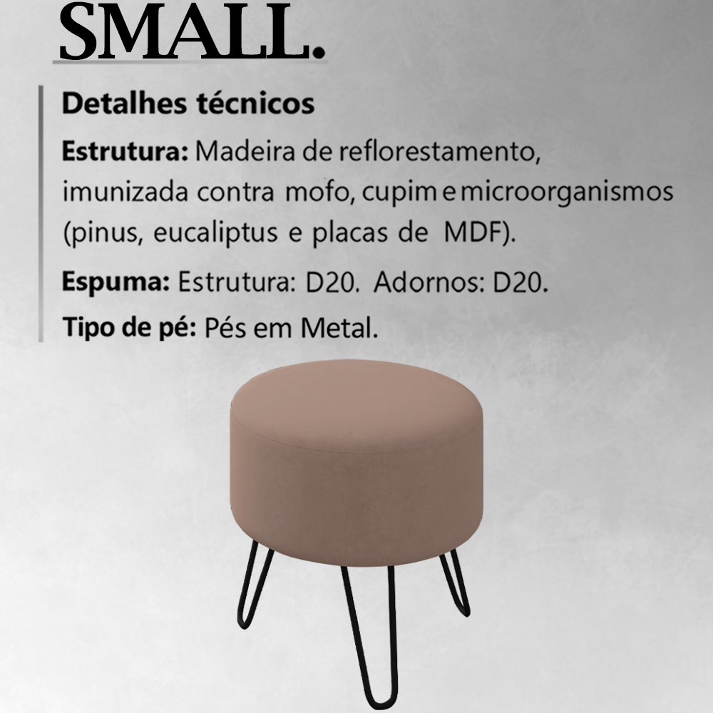 Kit 2 Puff Puf Para Sala Pes Metal Small Veludo SL 949 Peer