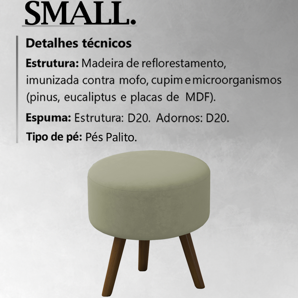 Kit 2 Puff Puf Para Sala Pes Palito Small Veludo SL 940 Peer