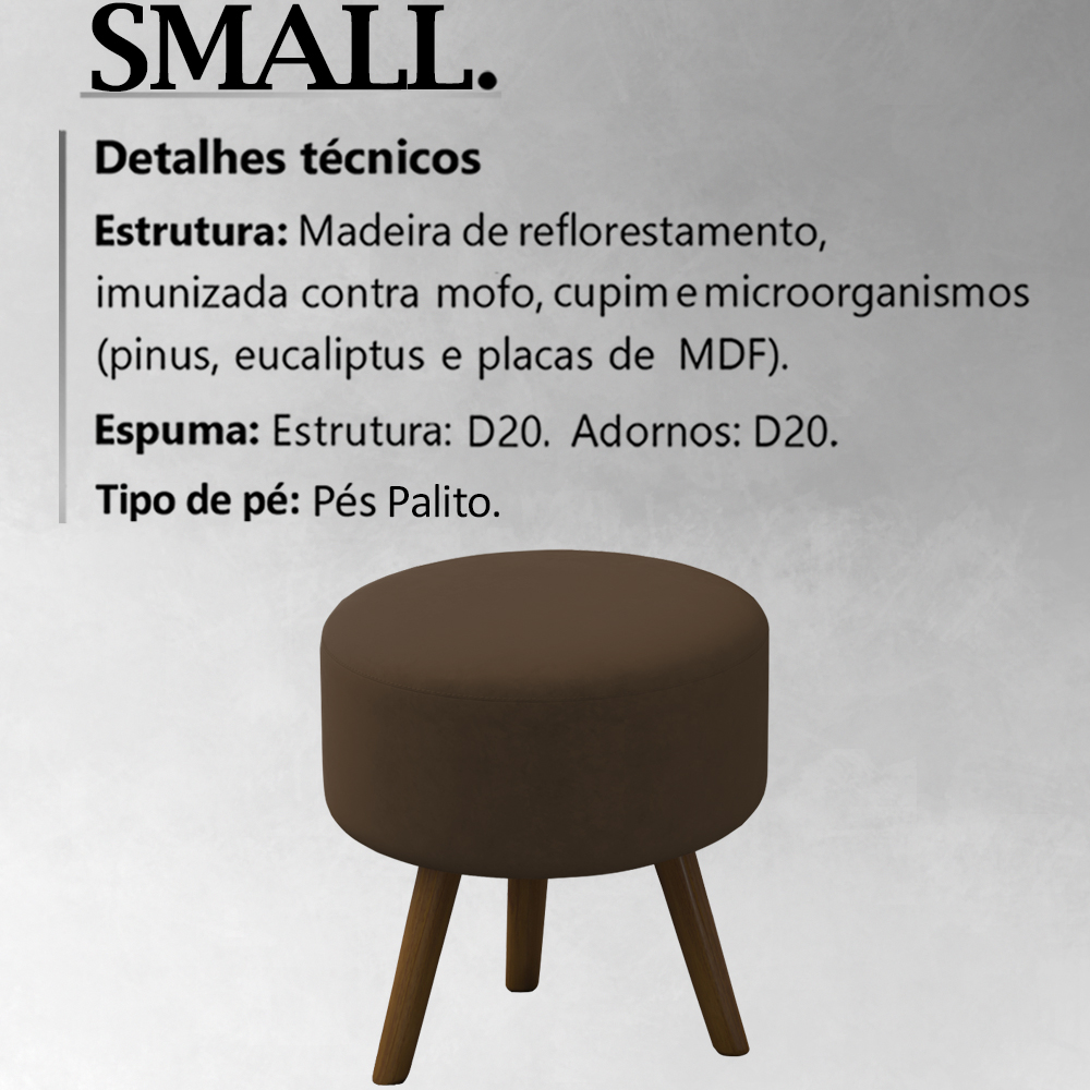 Kit 2 Puff Puf Para Sala Pes Palito Small Veludo SL 942 Peer