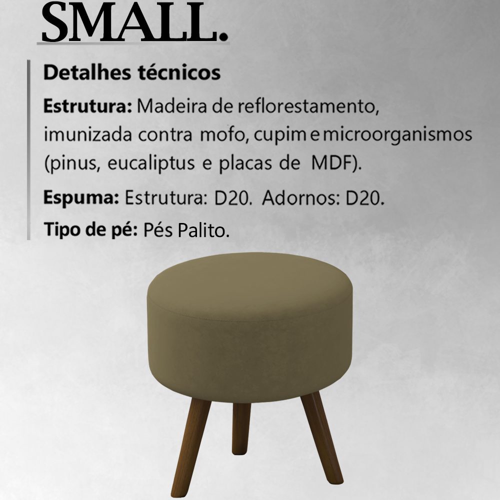 Kit 2 Puff Puf Para Sala Pes Palito Small Veludo SL 945 Peer