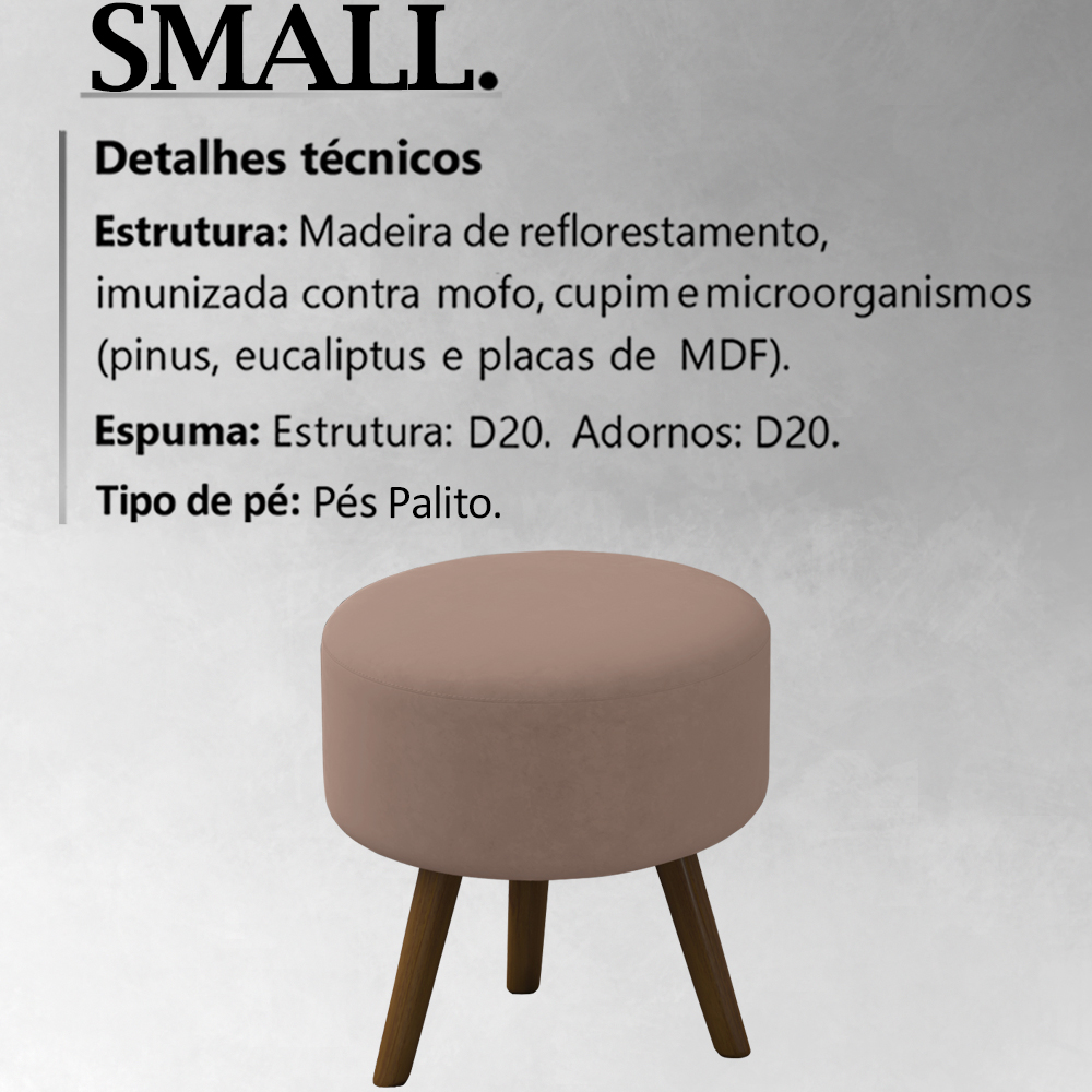 Kit 2 Puff Puf Para Sala Pes Palito Small Veludo SL 949 Peer