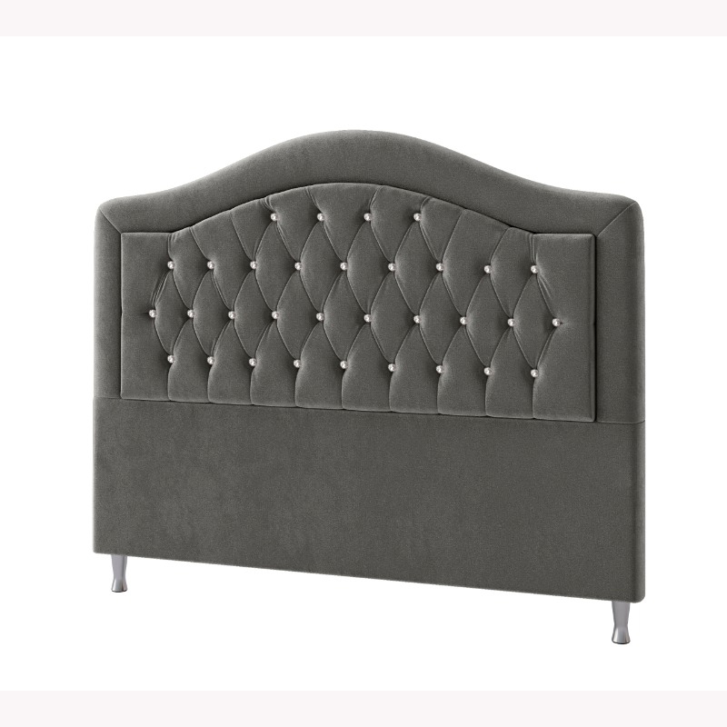 Cabeceira Belize Com Strass 140 TCA-945 Veludo Marrom Perfan Móveis