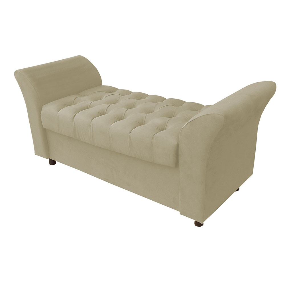 Calçadeira Egeo 160 Para Cama Queen TCA-941 Veludo Bege Perfan Móveis