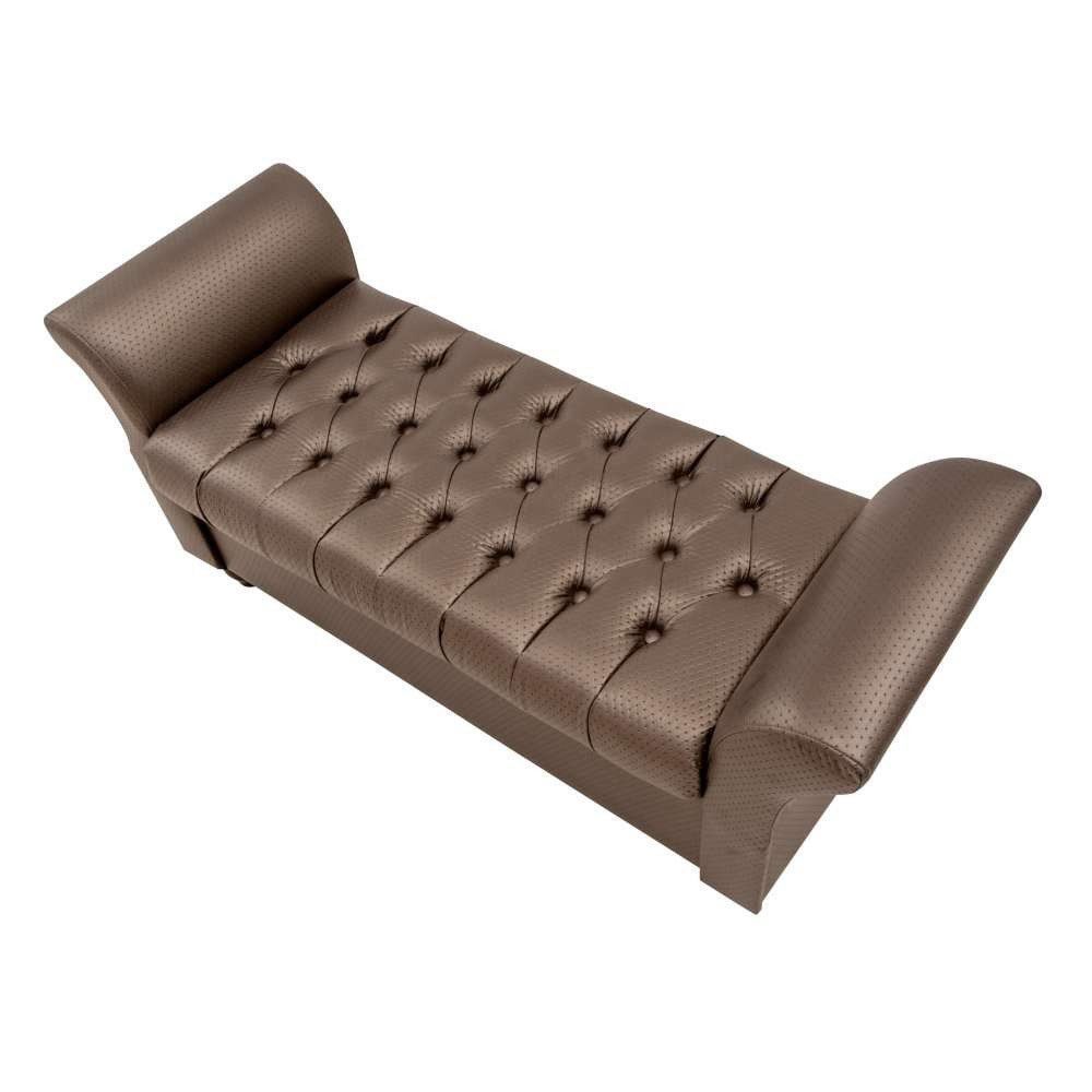 Puff Baú Decorativo com Pés de Madeira Egeo 1,60 TCS-357 Marrom - Perfan
