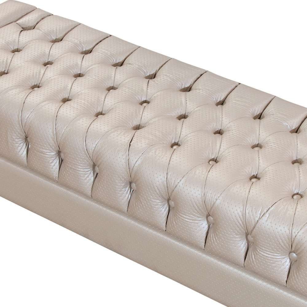 Puff Decorativo com Pés de Madeira Paris TCS-355 Bege - Perfan
