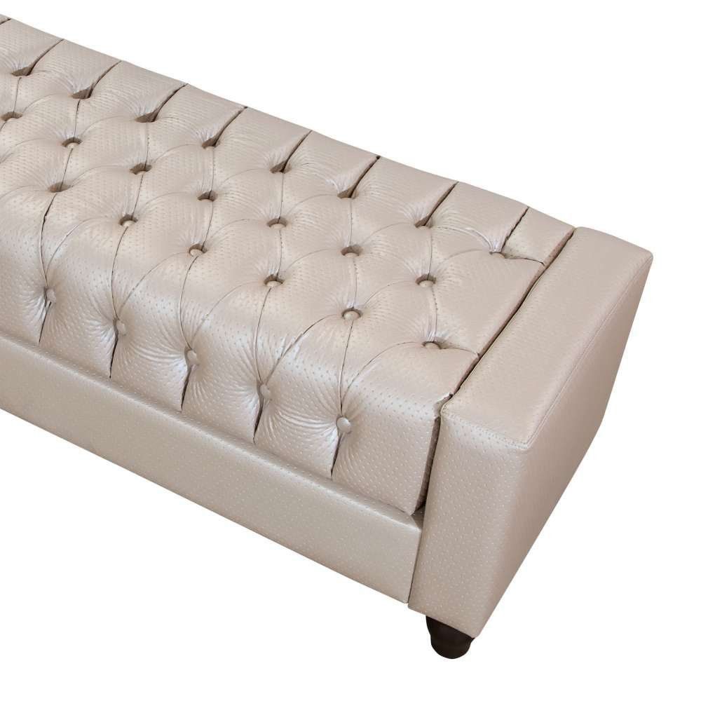 Puff Decorativo com Pés de Madeira Paris TCS-355 Bege - Perfan