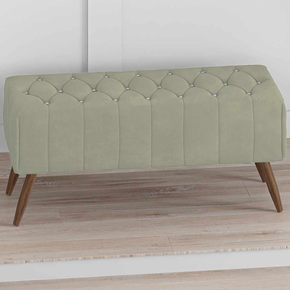 Puff Puf Para Sala 100 cm Pes Madeira Trit Veludo SL 940 Peer