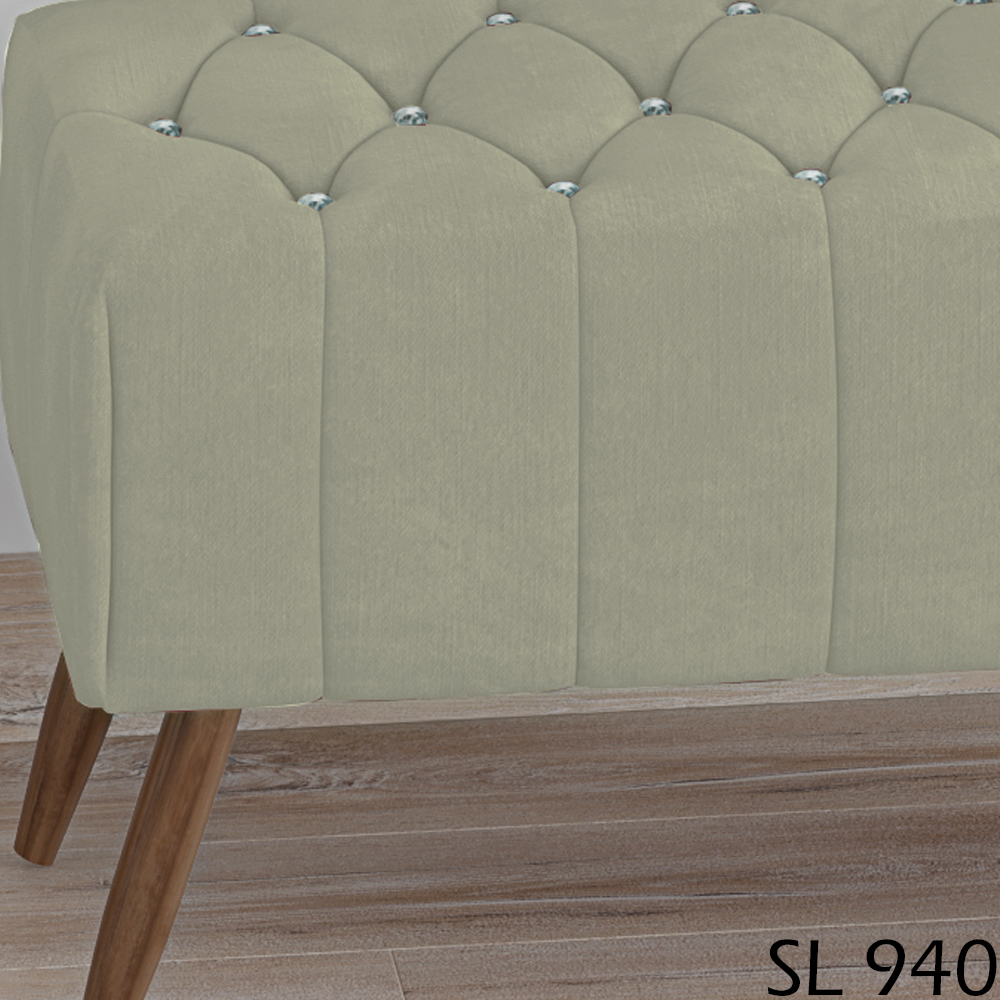 Puff Puf Para Sala 100 cm Pes Madeira Trit Veludo SL 940 Peer