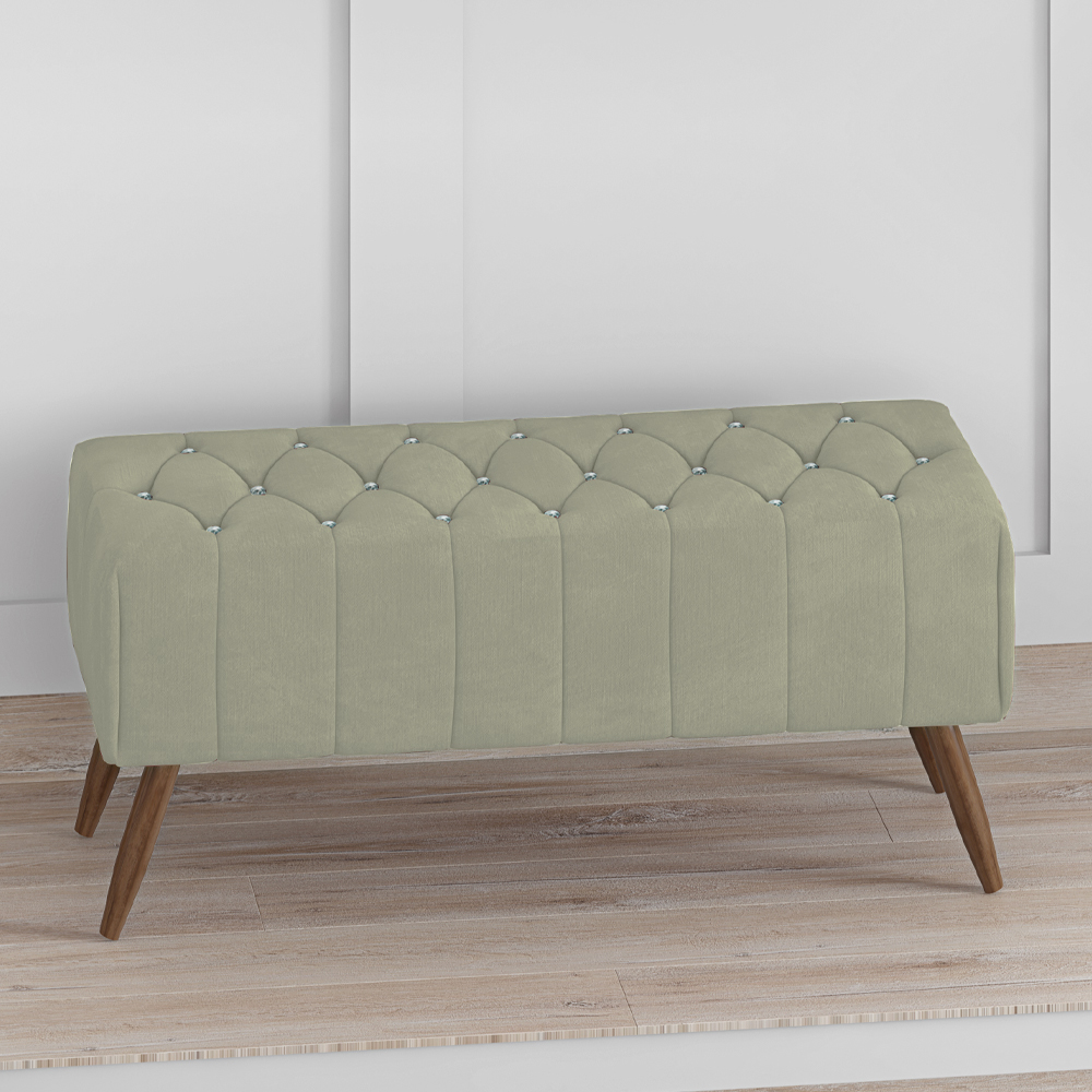 Puff Puf Para Sala 100 cm Pes Madeira Trit Veludo SL 940 Peer
