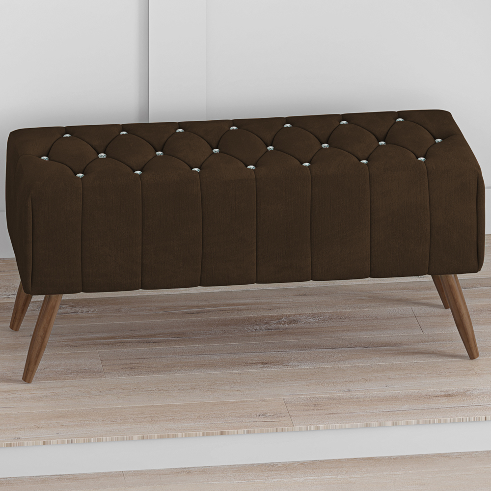 Puff Puf Para Sala 100 cm Pes Madeira Trit Veludo SL 942 Peer