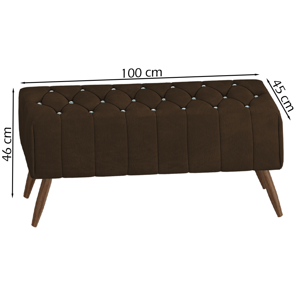 Puff Puf Para Sala 100 cm Pes Madeira Trit Veludo SL 942 Peer
