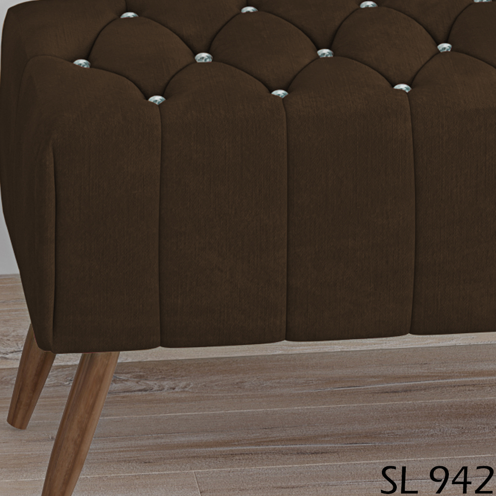Puff Puf Para Sala 100 cm Pes Madeira Trit Veludo SL 942 Peer