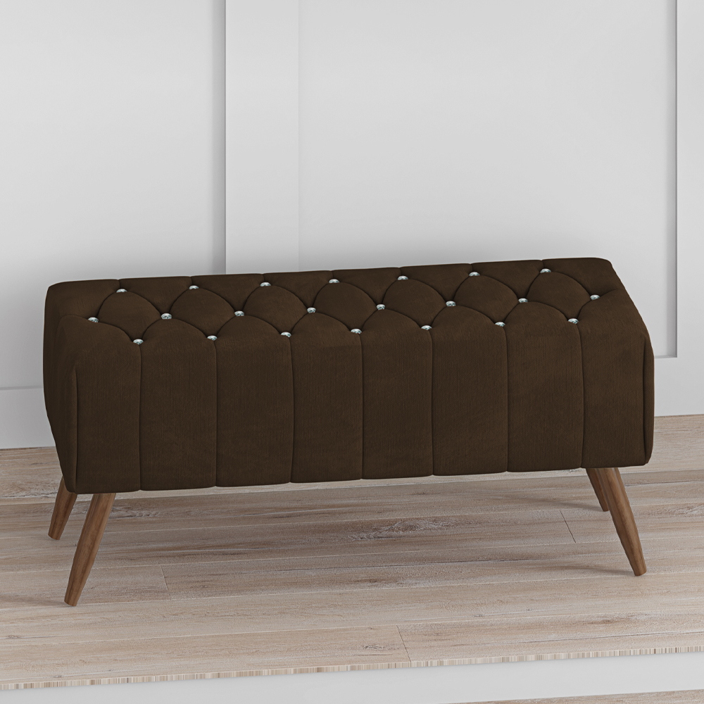 Puff Puf Para Sala 100 cm Pes Madeira Trit Veludo SL 942 Peer
